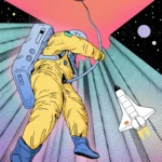 LumiPoster — Yellow astronaut flight