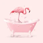 LumiPoster — Flamingo in a pink tub