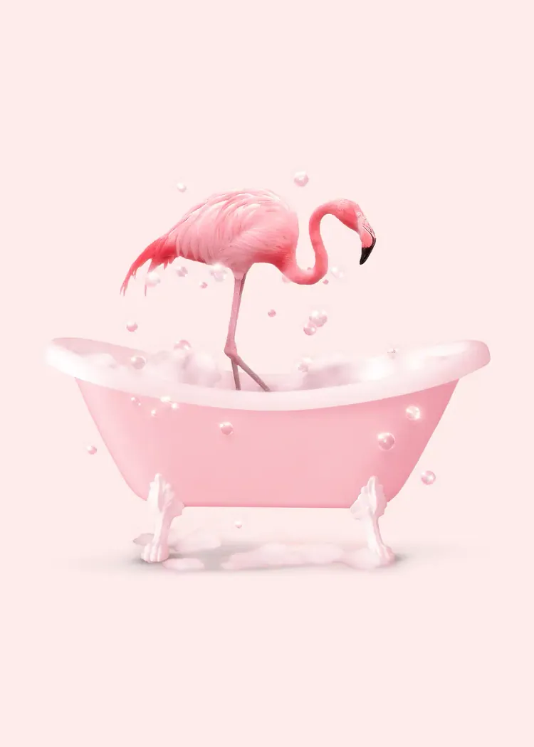 lumi-boards-art-ae5144c4e76c228b-1.webp LumiPoster — Flamingo in a pink tub - Image 1