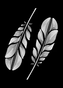 LumiPoster — Two feathers with white lines