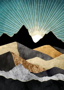 LumiPoster — Geometric sunrise over the mountains