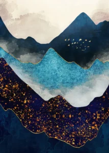 LumiPoster — Blue peaks and gold dust