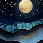 LumiPoster — Golden moon and blue wave