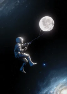 LumiPoster — Astronaut and moon balloon