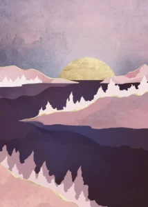 LumiPoster — شروق بين جبال بنفسجية