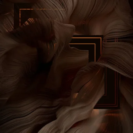 Dark brown and bronze abstract ribbons with thin gold frame lines