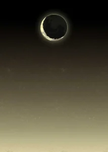 LumiPoster — Crescent planet in a golden sky