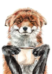 LumiPoster — Fox and coffee cup