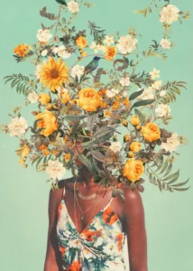 LumiPoster — Portrait with a bouquet of yellow flowers