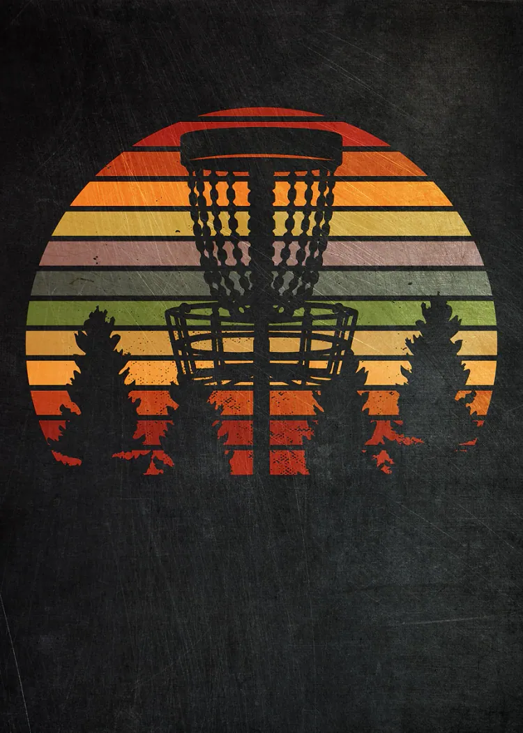 lumi-boards-art-c61512c8d6472c4f-1.webp LumiPoster — Disc golf basket at sunset - Image 1