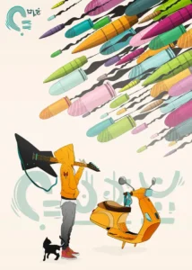 LumiPoster — مظلة وأقلام ملونة