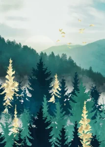 LumiPoster — غابة خضراء تحت الضباب