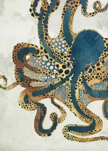 LumiPoster — Gold and blue octopus