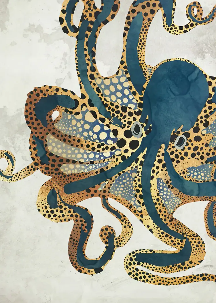 lumi-boards-art-cc2d6494774ad23e-1.webp LumiPoster — Gold and blue octopus - Image 1