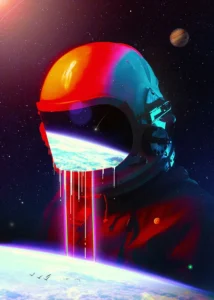 LumiPoster — خوذة فضاء بألوان ذائبة