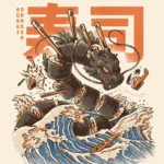 LumiPoster — Sushi dragon and waves