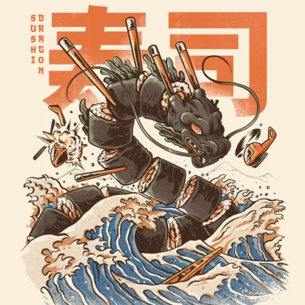 LumiPoster — Sushi dragon and waves