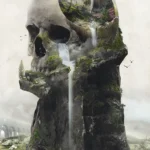LumiPoster — Skull and forest waterfall