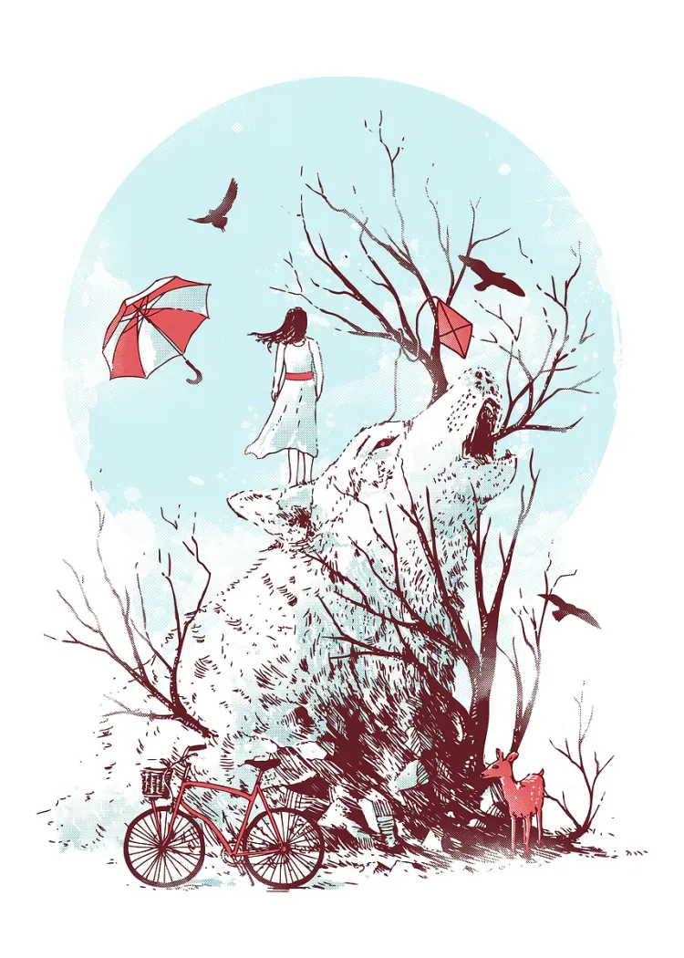 lumi-boards-art-d5c9ce57fbbec0e7-1.webp LumiPoster — Red umbrella in the dream world - Image 1