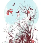 LumiPoster — مظلة حمراء في عالم الأحلام
