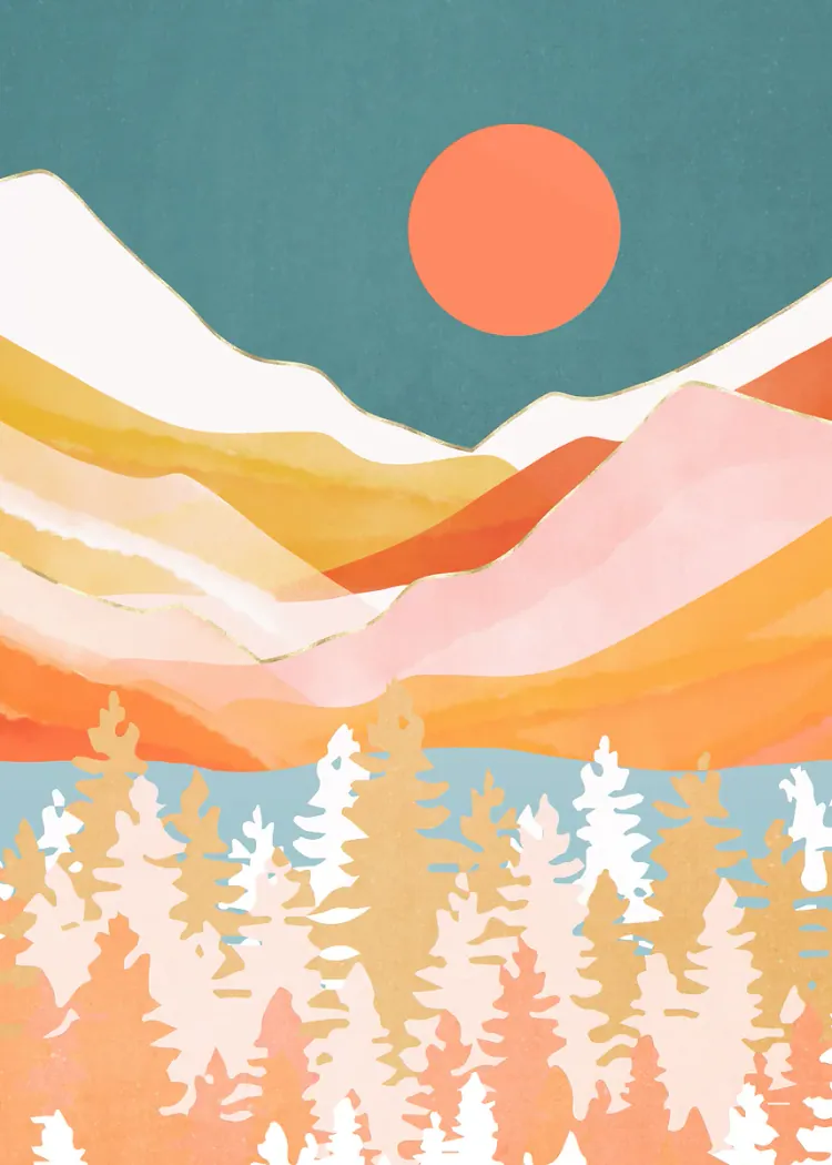lumi-boards-art-d84ca8977ff1e2ea-1.webp LumiPoster — Pink forest and orange sun - Image 1