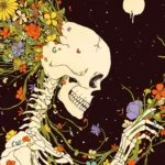 LumiPoster — Skeleton and colorful flowers