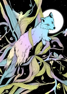 LumiPoster — Fox between colored lines