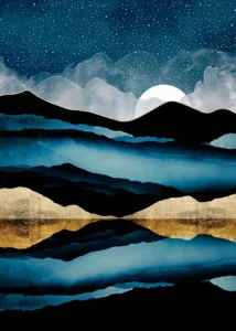 LumiPoster — Blue lake and moon