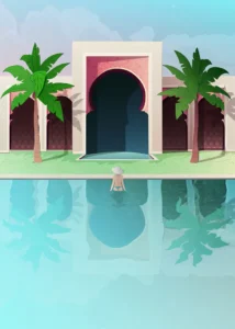 LumiPoster — مسبح وقوس وردي