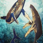 LumiPoster — Blue whales with gold decorations