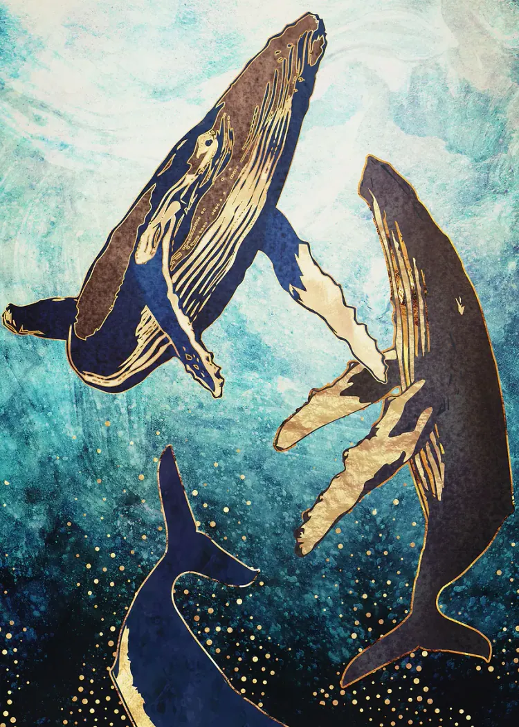 lumi-boards-art-dc1119a3651e7749-1.webp LumiPoster — Blue whales with gold decorations - Image 1
