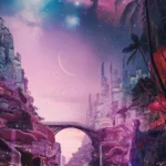 LumiPoster — Bridge between purple mountains