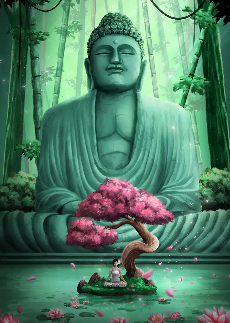 lumi-boards-art-e1e0f0c1269d6d50 LumiPoster — تمثال التأمل — غابة خضراء - الصورة 1