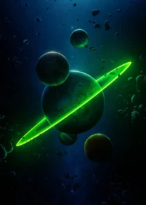 LumiPoster — Planet with luminous green rings
