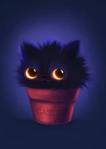 LumiPoster — A kitten in a pot
