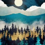 LumiPoster — Blue forest and snowy peaks