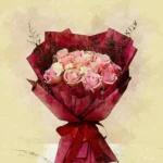 LumiPoster — A bouquet of roses with a red wrapper