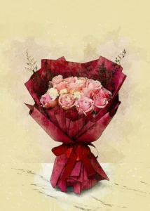 LumiPoster — A bouquet of roses with a red wrapper