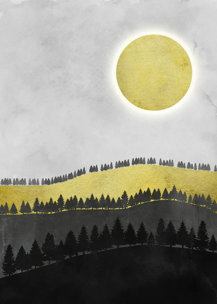 lumi-boards-art-e8c86a5076023bc4-1.webp LumiPoster — Golden sun and forest hills - Image 1