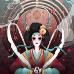 LumiPoster — Japanese mask and circular motifs