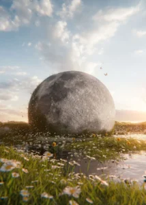 LumiPoster — Moon in the flower meadow
