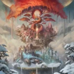 LumiPoster — Fiery tree over a snowy city