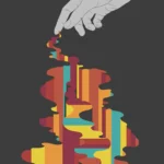 LumiPoster — يد ترسم شلال الألوان