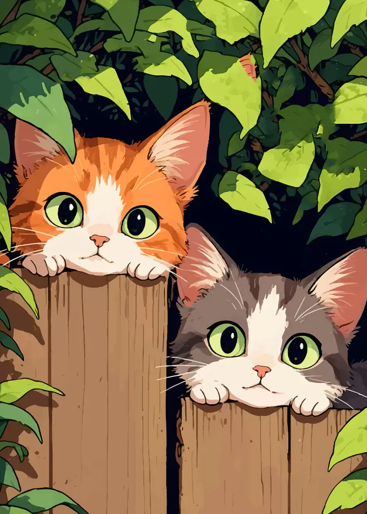 lumi-boards-art-ee51906f22162187-1.webp LumiPoster — Two cats among tree leaves - Image 1