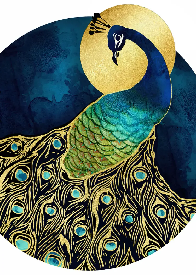 lumi-boards-art-f4cd58cf3b457b02 LumiPoster — طاووس تحت القمر الذهبي - الصورة 1