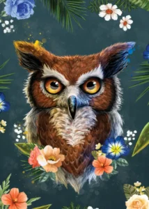 LumiPoster — Owl among flowers