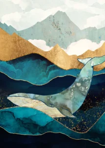 LumiPoster — A whale between layers of the sea