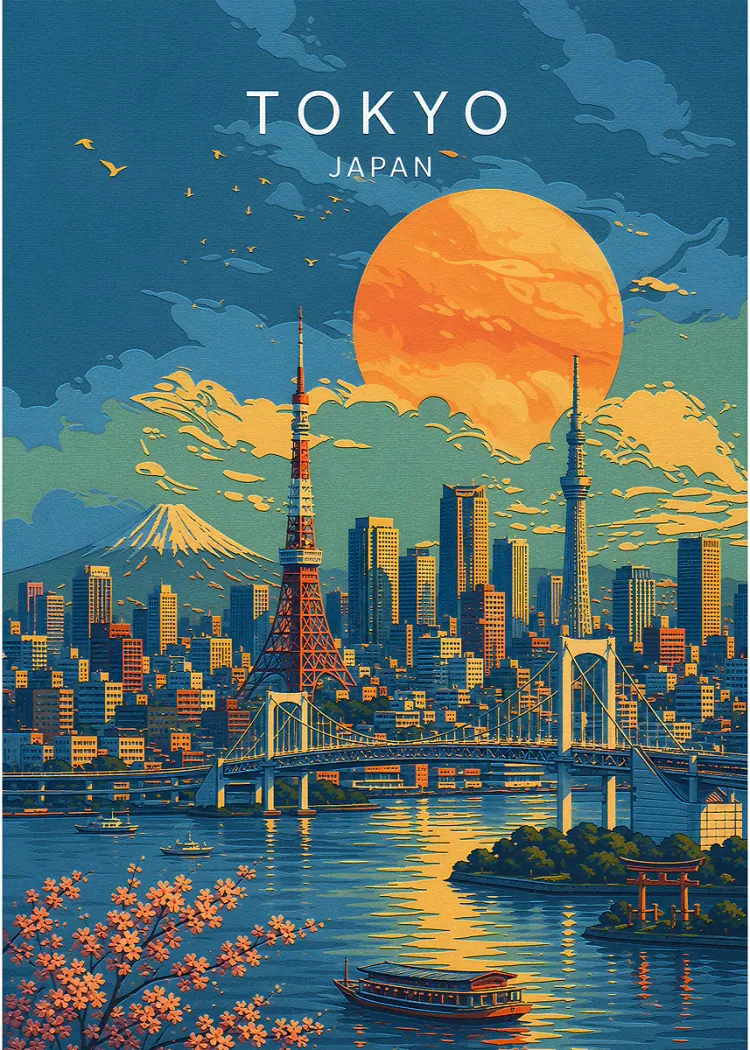 lumi-boards-art-f70206614b5b176a LumiPoster — طوكيو — الغروب الذهبي - الصورة 1