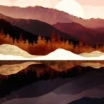 LumiPoster — Mountains and sunset reflection