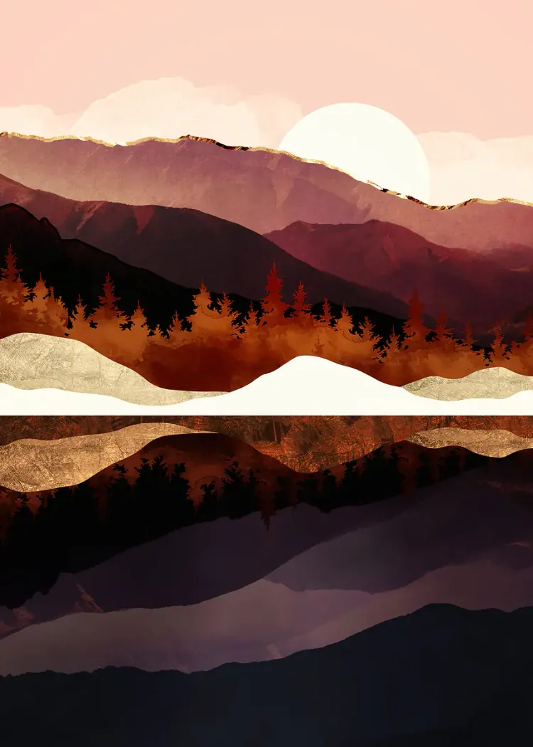 lumi-boards-art-f7575d2bf4f2a6bc-1.webp LumiPoster — Mountains and sunset reflection - Image 1